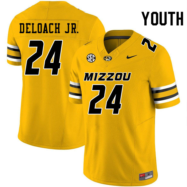 Youth #24 Nicholas Deloach Jr. Missouri Tigers College Football Jerseys Stitched-Gold